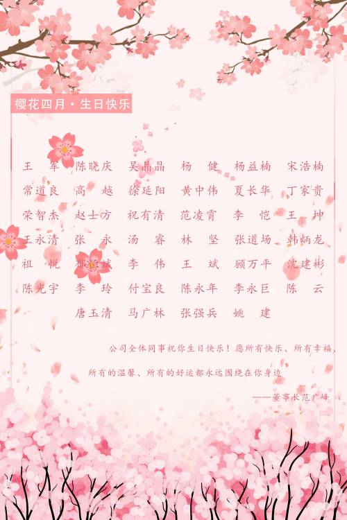 【生日祝?！抗ё?月生日的員工生日快樂(lè)！